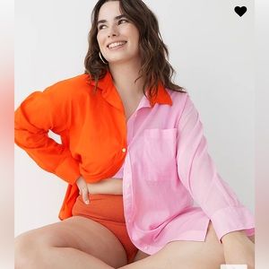 JCrew NWT Button-up beach shirt in colorblock - XS